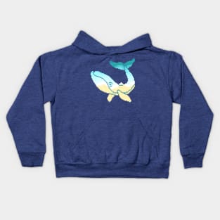 Modern Pixel Sea Whale Kids Hoodie